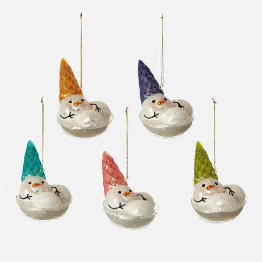 Melting Cone Snowman Ornament