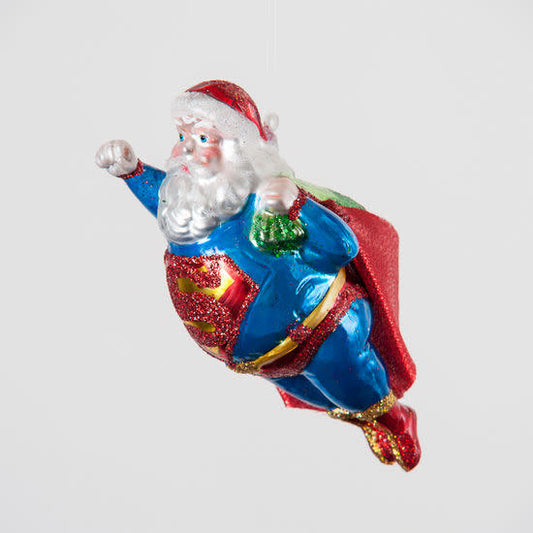 Super Santa Ornament Glass 5.5"
