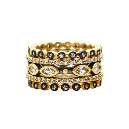 Signature Marquise 14k Gold & Rhodium 5 Stack Ring