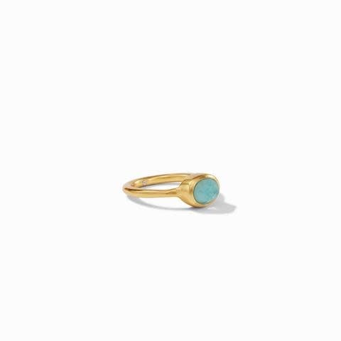 Jewel Stack Ring Gold Iridescent Bahamian Blue Size 7