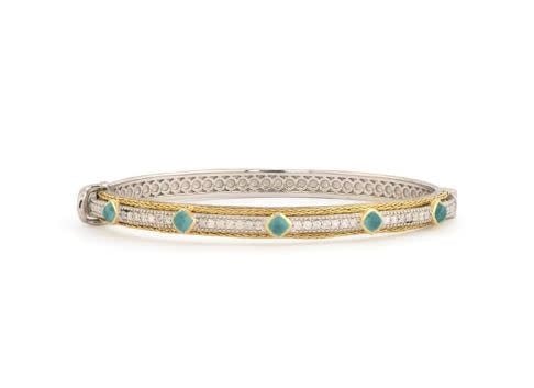 Double Woven Rope Emerald Bangle Bracelet | S6.5 18k Mixed Metal