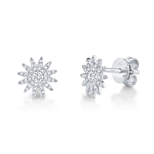 Diamond Starburst Stud Earrings | 0.24c 14k WG