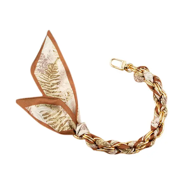Satin Scarf Gold Phone Chain Wristlet | Neutral Nature