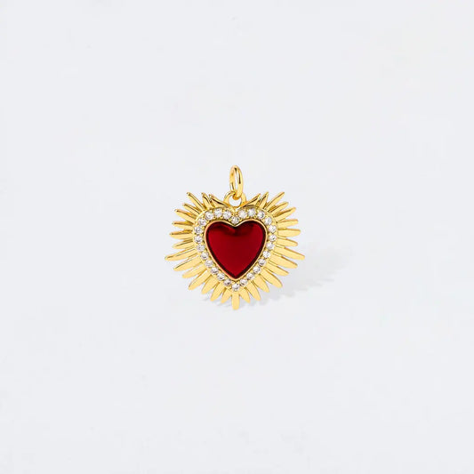 Red Crystal Sacred Heart Charm Pendant