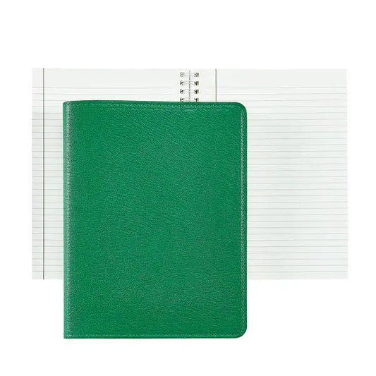 Gold Gilded Spiral Bound Journal Book | 9in Green Goatskin Leather