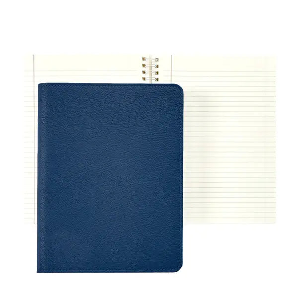 Gold Gilded Spiral Bound Journal Book | 9in Royal Blue Goatskin Leather