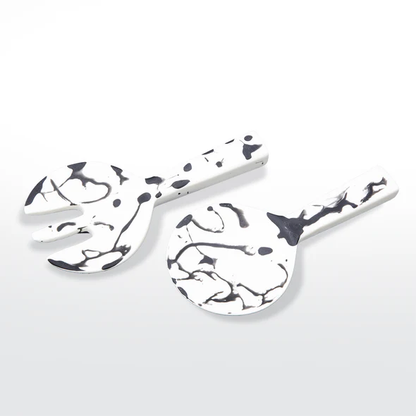 Resinware Handcrafted Salad Server Set | Short Handle 7.87in