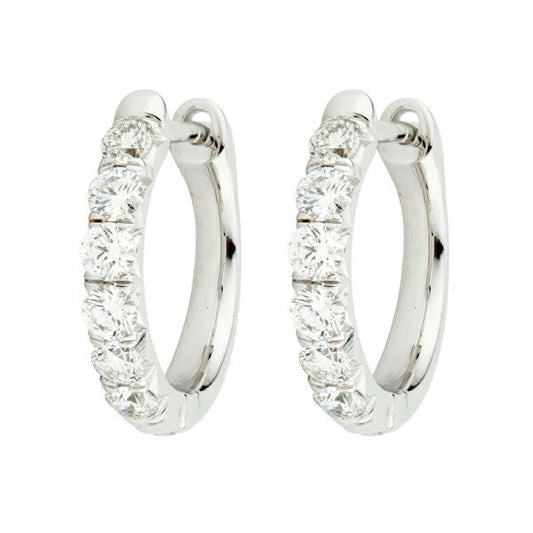 Diamond Pave Hoop Earrings | 18k White Gold .6c