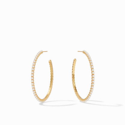 Juliet Gold Hoop Earrings | Pearl Large 1.75in