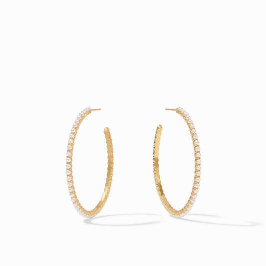 Juliet Gold Hoop Earrings | Pearl Large 1.75in