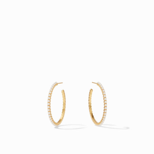 Juliet Gold Hoop Earrings | 1.25in Pearl