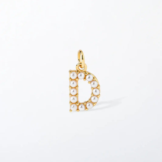 Pearl Initial Charm Pendant | D
