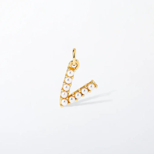 Pearl Initial Charm Pendant | V