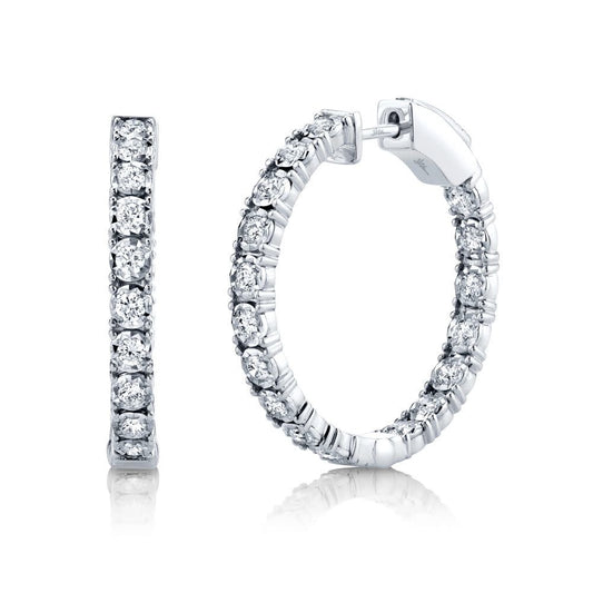 Diamond Hoop Earrings | 14k White Gold 1.06c