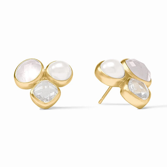 Kaleidoscope Statement Stud Earrings | Iridescent Clear Crystal