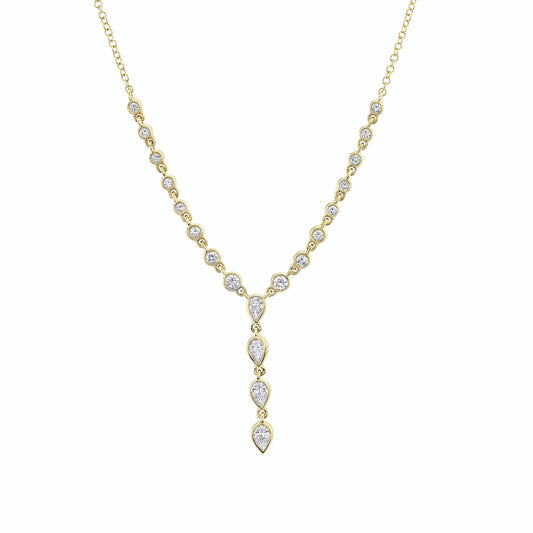 Diamond Teardrop Lariat Necklace | .53c 14k YG