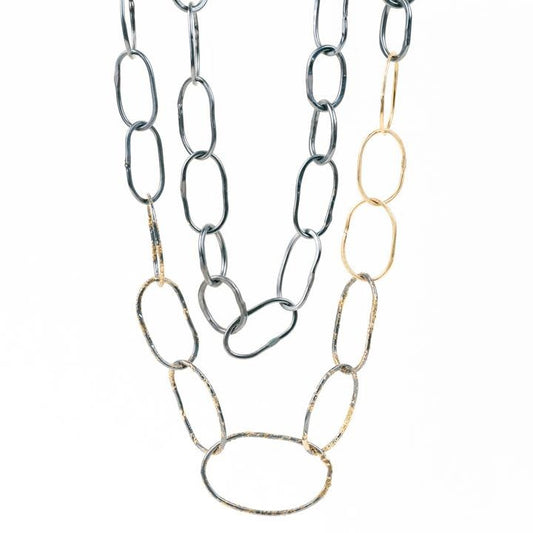 Organic Black/Gold Chain Link Necklace