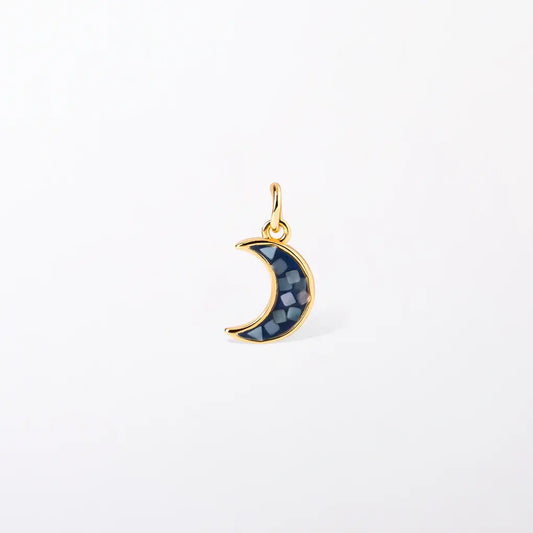 Blue Mosaic Moon Charm Pendant