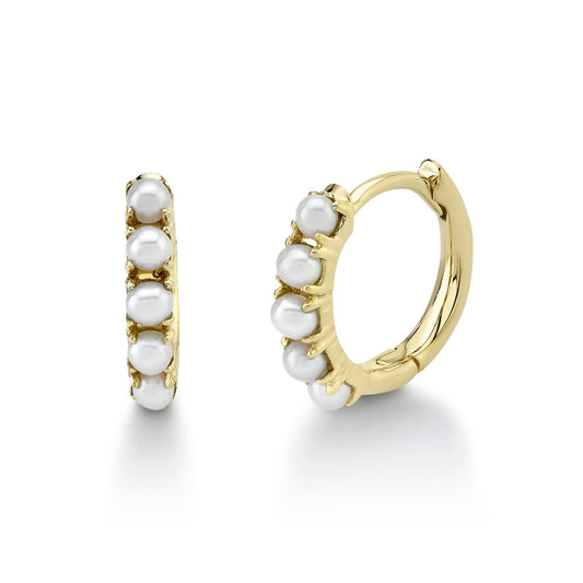 14K YG Cultured Pearl Huggie Earring