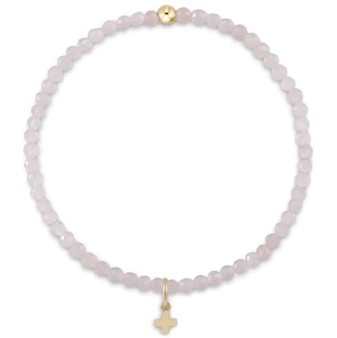 Gemstone 3mm Bead Bracelet Labradorite Signature Cross Charm Small Gold Charm