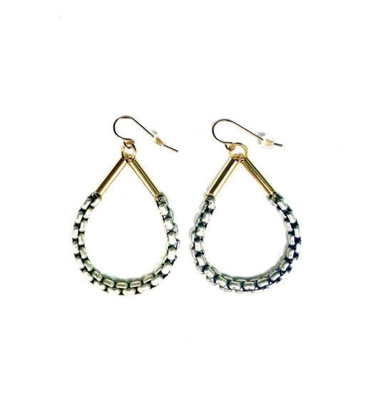 Lasso Silver Chain + Gold Link Drop Earrings