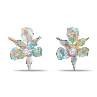 Crystal Lily Earrings Rainbow Sangria