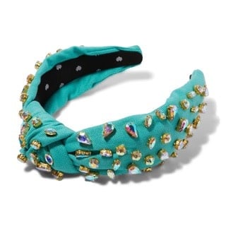 Candy Jeweled Knotted Headband Turquoise Rainbow
