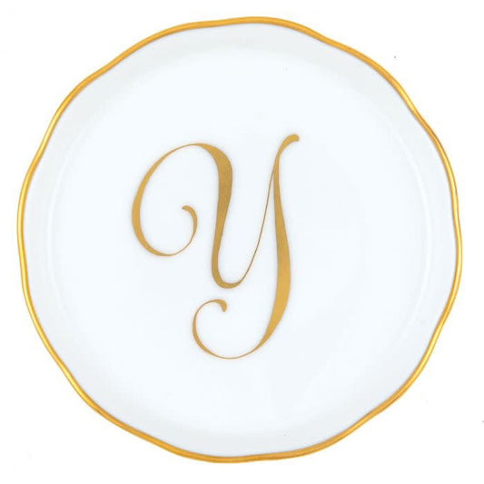 Herend Monogram Coaster | 4in Y