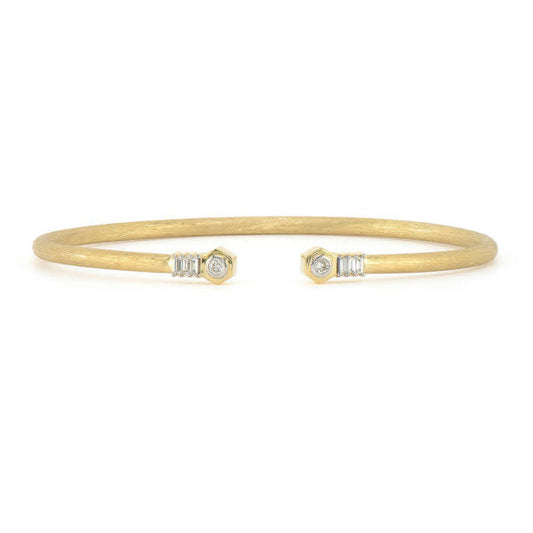 Lisse Open Diamond Nail Head Flexible Brushed Bangle