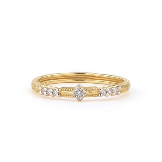 Lisse Triple Diamond Pave Band With Simple Diamond Accents