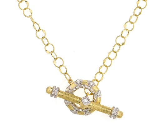 Lisse Uptown Open Octagonal Toggle Necklace Yellow Gold