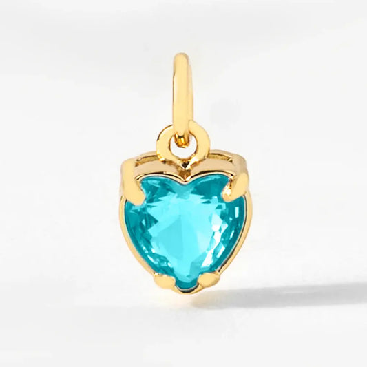 Heart Birthstone Charm Pendant | March Aquamarine