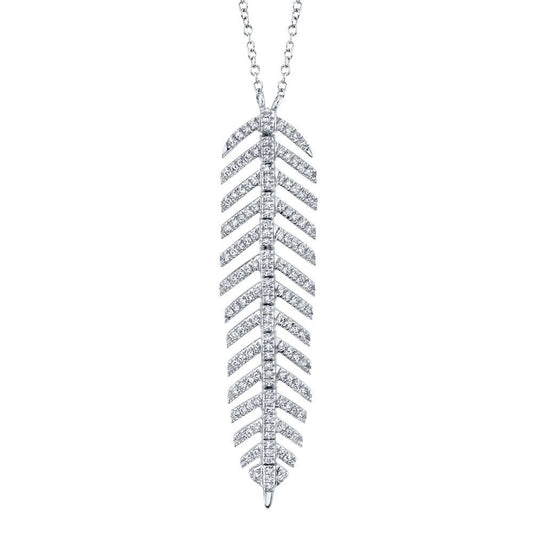 0.29Ct 14K WG Diamond Feather Necklace