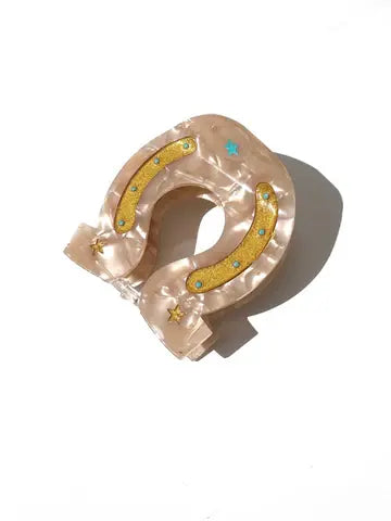 Hand Painted Claw Clip | Lucky Horseshoe