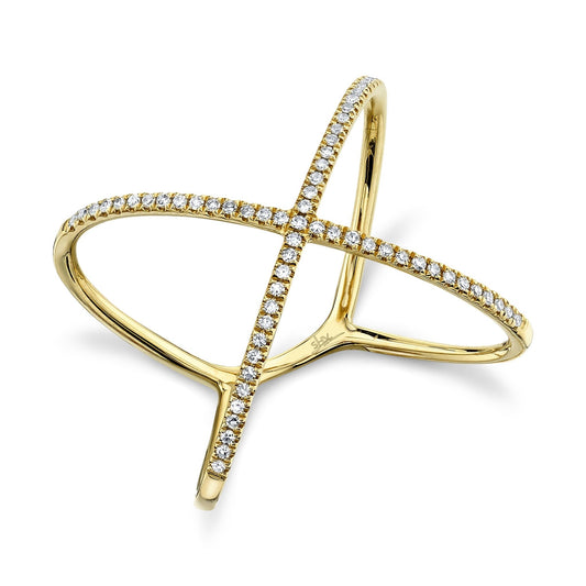0.18Ct 14K YG Diamond "X" Ring