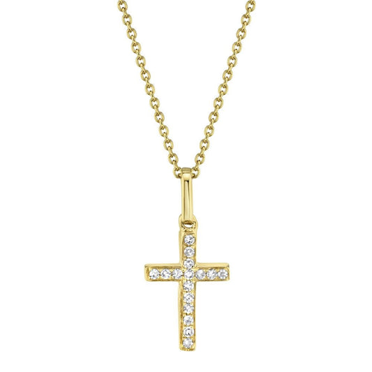 0.06Ct 14K YG Diamond Cross Necklace