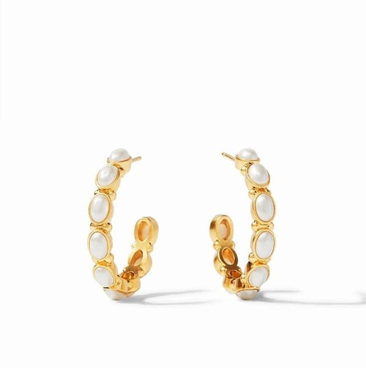 Mykonos Gold Hoop | Pearl Medium