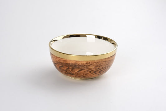 Porcelain + Wood Small Bowl | 6in