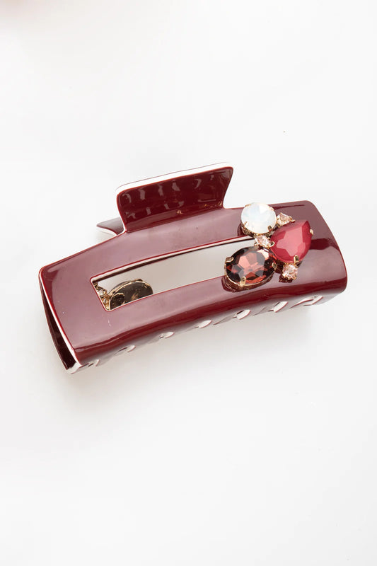 Color Block Modern Hair Claw | Maroon