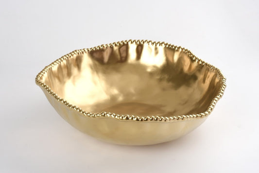 Porcelain Matte Gold Titanium Oversized Serving Bowl | 18.5x13in