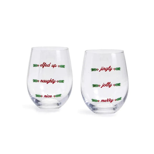 Merriest  Stemless Wine Glass | 16oz Assorted