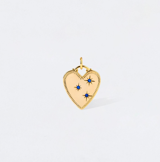 Blue Topaz Star Heart Charm Pendant