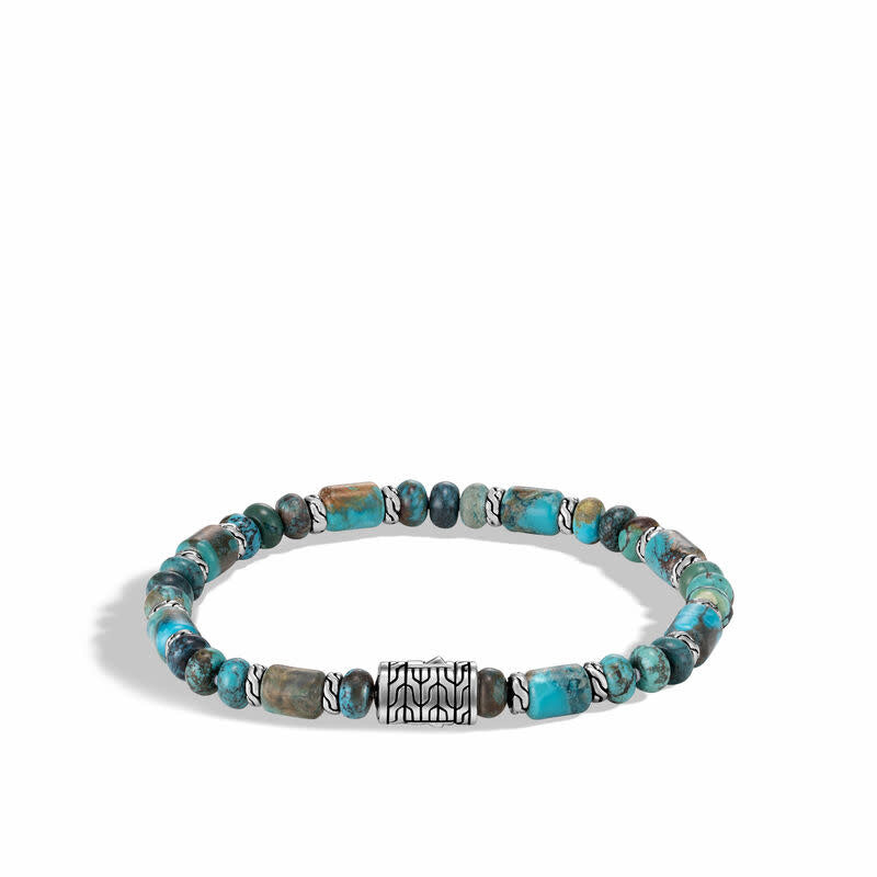 Classic Chain 6MM Bead Bracelet With Mixed Turquoise