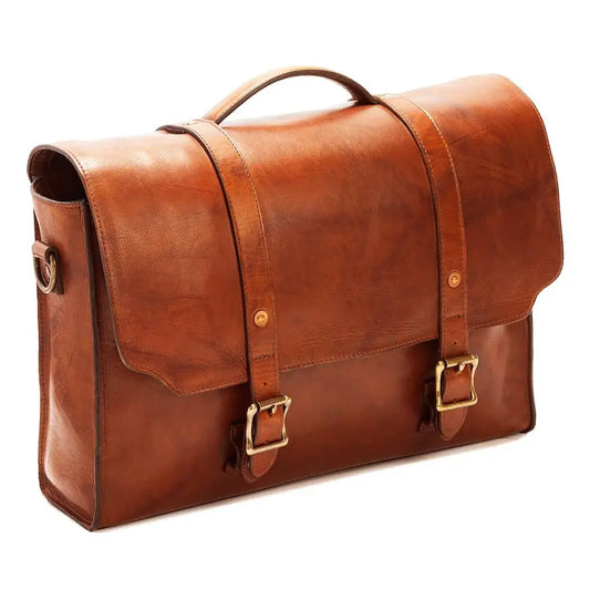 Heritage Leather Buckle Briefcase | 15.5x11x4in