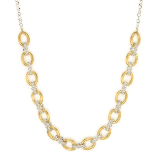 Mixed Metal Small Loopy Chain With Beaded Quad Links