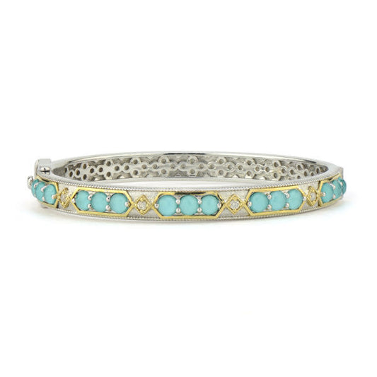 Mixed Metal Stone Lisse Bangle
