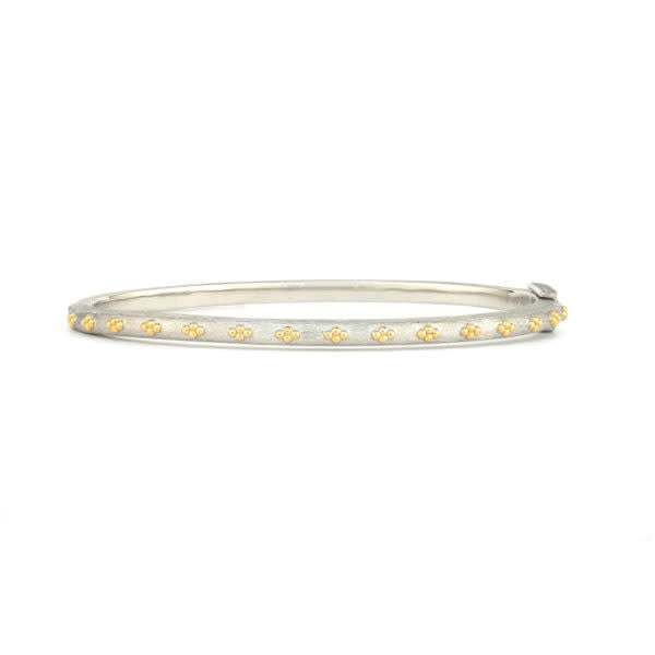 Mixed Metal Thin Beaded Quad Bangle