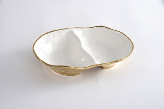 2 Section Bowl | White + Gold