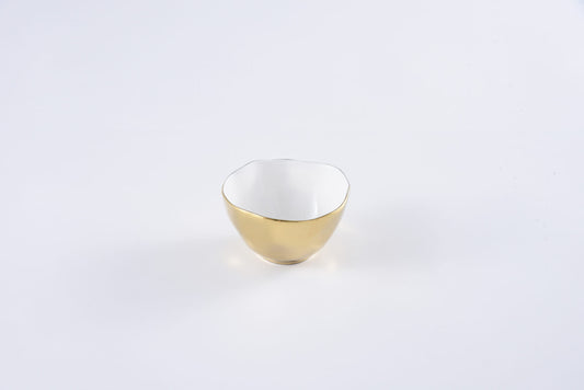 Porcelain + Gold Titanium Snack Bowl | 4x3in