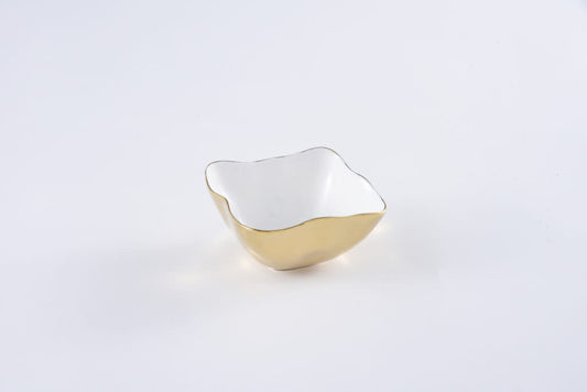 Square Snack Bowl | White + Gold
